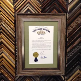 Framing of awards