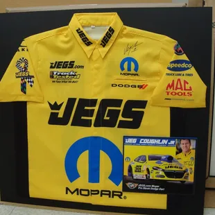 This framed autographed team uniform by JEGS makes a great company promotion.