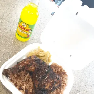 a meal in a styrofoam container