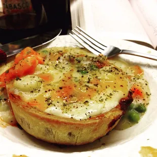 Steak Pie ($3)...I covered it with Havarti Cheese and a cream soup (homemade w/Peas, carrots, and taters)...Aloha indeed!