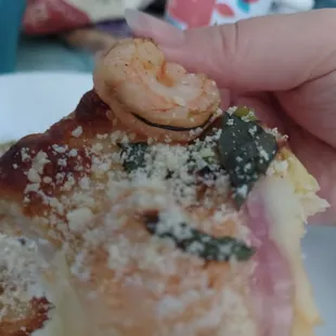 They didn't devein all of their shrimp. Yuck. (Note, this pizza did not come with the parmesan cheese I sprinkled on top)