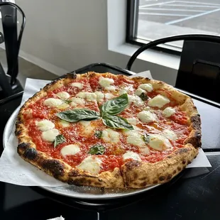 a pizza on a plate
