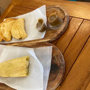 Empanadas and Chicken tamale