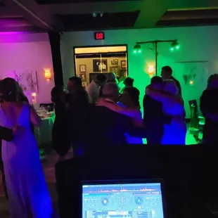 Reception and dancing in the wine room