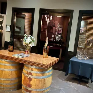 Wine room inside of restaurant.