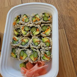 Veggie sushi with carrots and Cucumber added