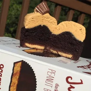 Peanut ButterCup-Cake! Justin's PB cups on the bottom :D. Also available as a wheat free option!