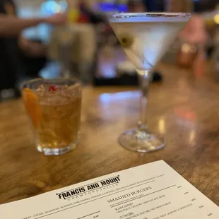 Peanut Butter Old Fashioned and a Dirty Martini
