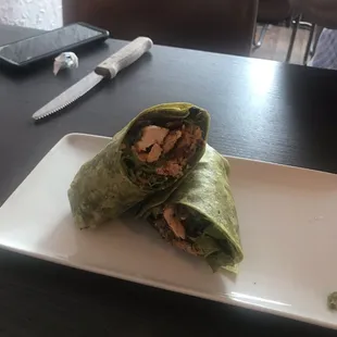 Buffalo chicken wrap. Not the usual buffalo sauce.