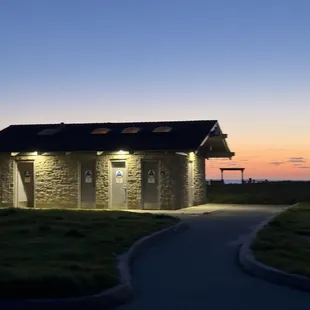 One of their two bathroom and shower places. Showers are coin stalls.