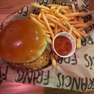 Chicken sandwich and fries