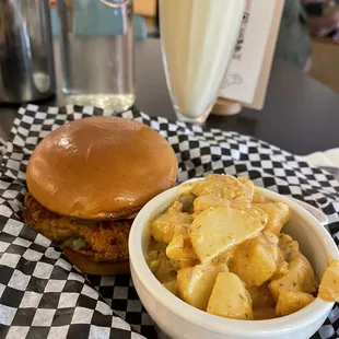 MN Spicy Chkn Sandwich, xtra spicy, with chipotle potato salad. ALL DELICIOUS!!!