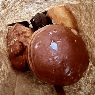 Jelly, Buttermilk, Double Chocolate, and Glazed Raised.