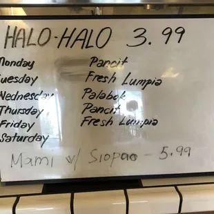 menu