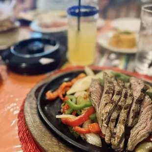 Steak Fajitas, mango margarita