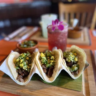 Azada tacos with mango sauce