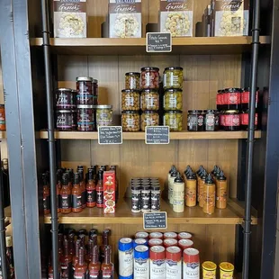 shelves of various foods and condiments
