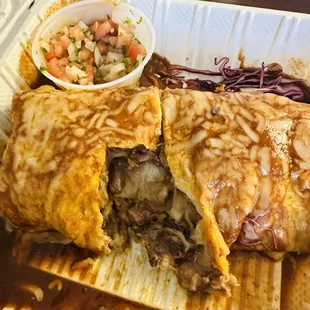 Inside the Burrito De La Casa (carne asada)--flavorful!