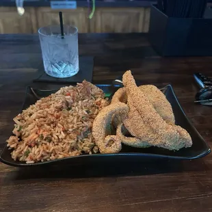 Catfish and crawfish rice