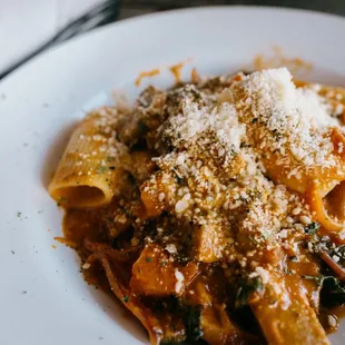 Close-up of the Paccheri alla Boscaiola!