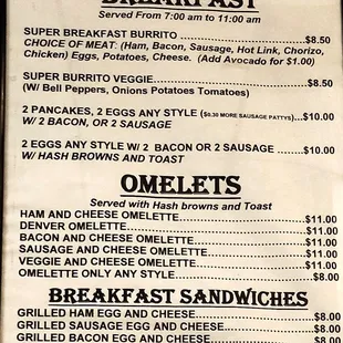 Breakfast Menu