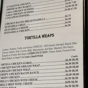 the menu for the restaurant