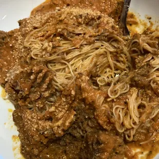 Angel hair bolognese