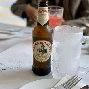 Birra Moretti Italian beer at an Italian restaurant. Only way to do it.