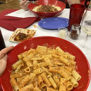Rigatoni with pancetta in a vodka creme sauce.