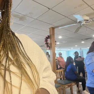 Line of hungry people, out the door on a Wednesday afternoon!