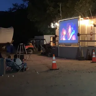 Movie nights behind the office building