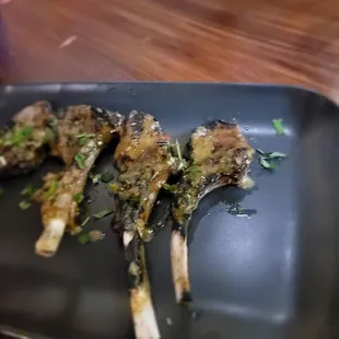 Lamb Chops with mango and lime. Chops could use more meat but the sauce was tasty