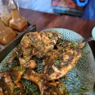 Whole Grilled Chickens. Mild + garlic sauces. Very tasty