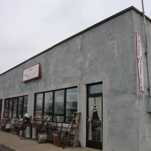 Exterior of the building, view looking northeast, towards the river.