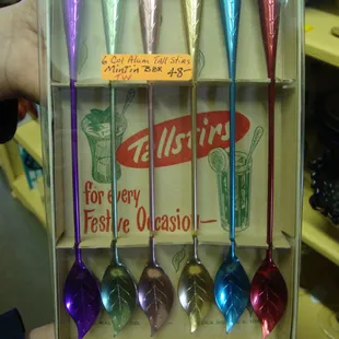 A set of funky 50s aluminum stir sticks in the original box - new old stock - never used!
