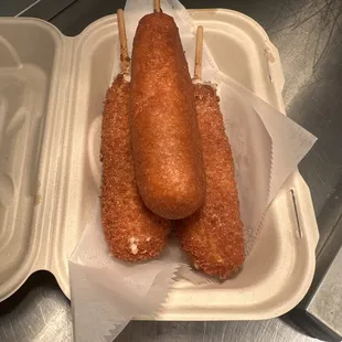 Hand dipped corn dogs