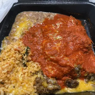 7. Rolled Enchilada Plate- red sauce