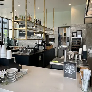 a view of the kitchen from the bar