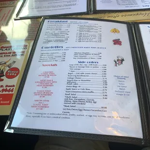 a menu on a table
