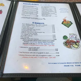 a menu on a table