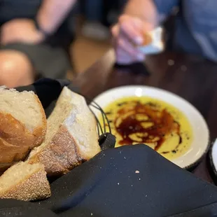 Fresh warm bread and Two Rivers Oil and Balsamic...yummy