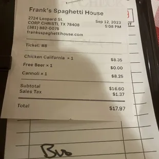 FYI - Beer was Free of charge!