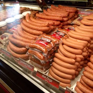 Sausage and hot dogs.