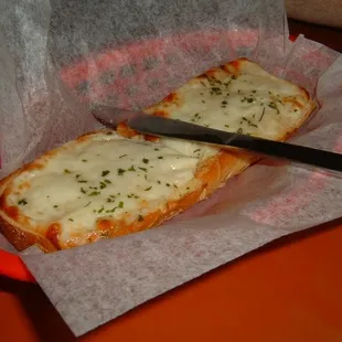 a slice of cheese bread