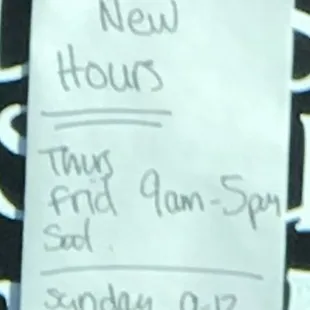 New Hours mid July 2022