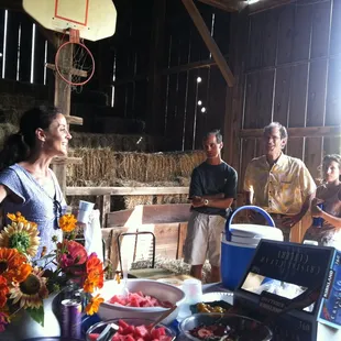 A raw foods group meeting at the farm