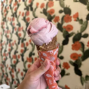 Mini strawberry milk In a waffle cone