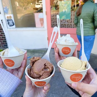 Date Shake, Chocolate Pecan Pie, California Cabin and Cardamom Caramel (yellow one)