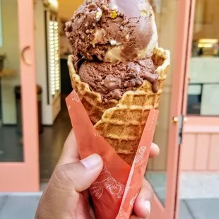 Eclipse &amp; Chocolate Tahini Supercookie in a Waffle Cone