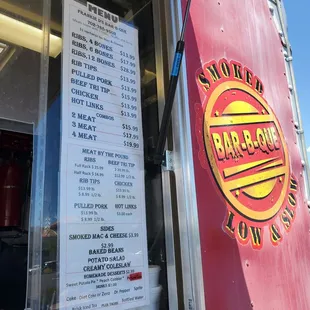 ows the menu of the food truck
